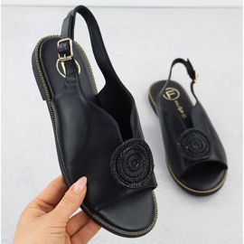 Sandalias de mujer planas con circones negros de filippo DS6229 1