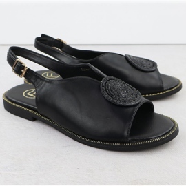 Sandalias de mujer planas con circones negros de filippo DS6229 2