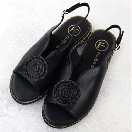 Sandalias de mujer planas con circones negros de filippo DS6229 3