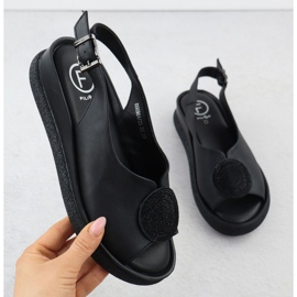 Sandalias para mujeres cuero con circones de circonitos Filippo DS6984 negro 1