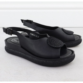 Sandalias para mujeres cuero con circones de circonitos Filippo DS6984 negro 2