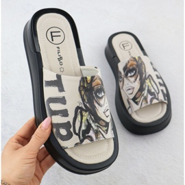 Zapatillas de cuero para mujeres con beige estampado Filippo DK6158 1 Zapatillas de cuero para mujeres con beige estampado Filippo DK6158 1