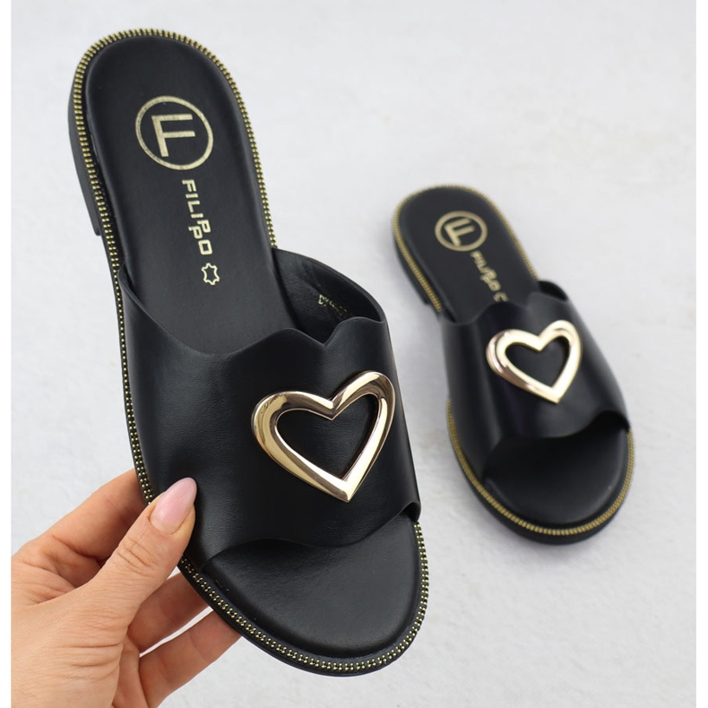 Aleta para mujeres con un corazón decorativo Filippo DK6909 negro 1