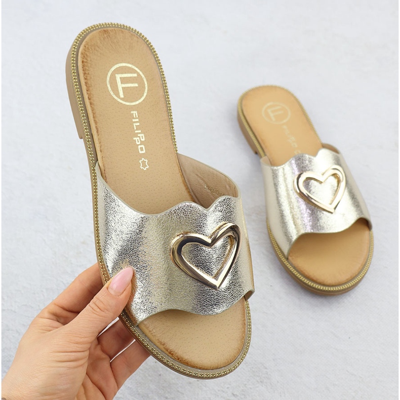 Aleta para mujeres con un corazón decorativo Golden Filippo DK6909 dorado 1