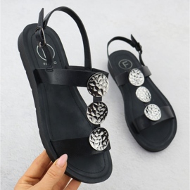 Sandalias de mujeres planas con decoración Black Filippo DS6885 negro 1
