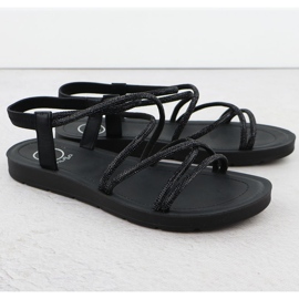 Sandalias de mujeres con romanos con circones cúbicos Filippo negro DS6884 2
