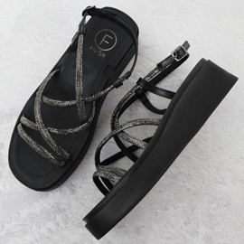 Sandalias de mujeres Roman Wedge con circonitos negros Filippo DS6898 3