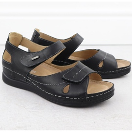 Cómodas sandalias de velcro de cuero Womenys Black Helios 139 negro 2