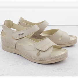 Ekri Helios 139-10 Sandalias de cuero de velcro de cuero beige 2