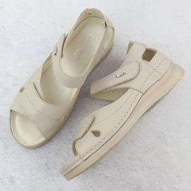 Ekri Helios 139-10 Sandalias de cuero de velcro de cuero beige 3