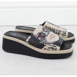 Zapatillas de cuero para mujeres con beige estampado Filippo DK6158 2