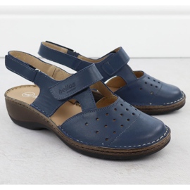 Cuero cómoda sandalias para mujeres llenas de azul marino Helios 150.041 2