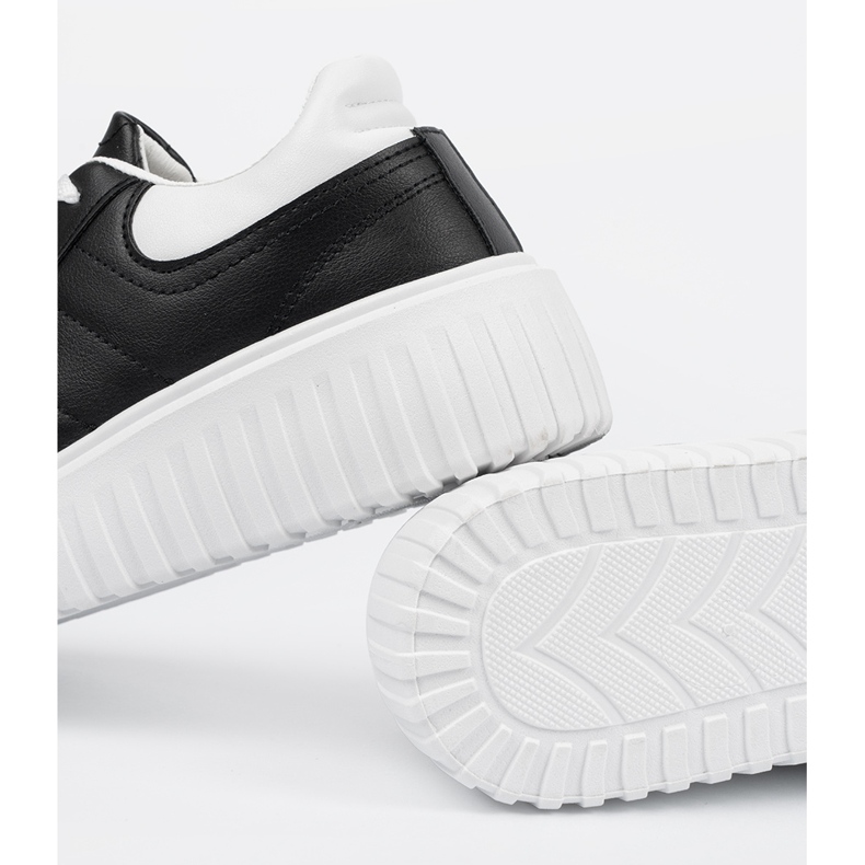 Shelvt Zapatillas negras para mujeres con inserciones blancas negro 1