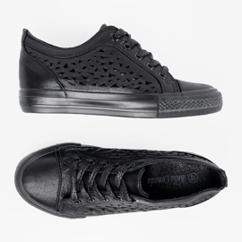 Shelvt Zapatillas de deporte de cuñas para mujeres abiertas negro 3