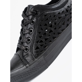 Shelvt Zapatillas de deporte de cuñas para mujeres abiertas negro 4