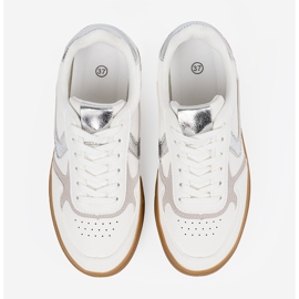 Shelvt Zapatillas blancas para mujeres con insertos de plata blanco 4