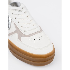 Shelvt Zapatillas blancas para mujeres con insertos de plata blanco 1