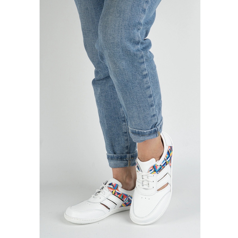 Zapatillas descalzos de cuero para mujeres minimalista Layla Olivier White blanco 2