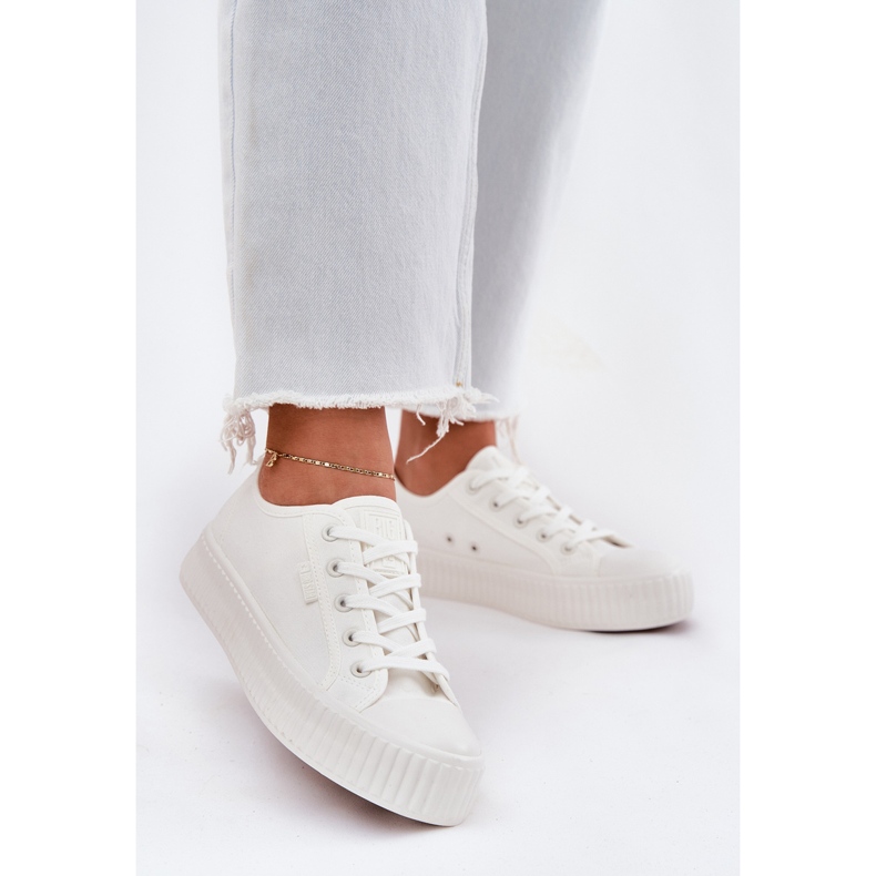 Zapatillas de deporte de material para mujeres en la plataforma blanca Big Star RR274776 blanco 2