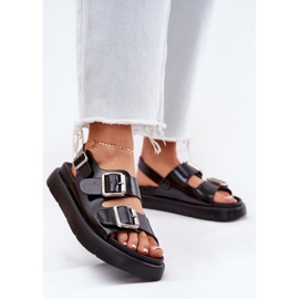 Sandalias para mujeres lacadas en cuero con Big Star RR2746662 Hebillas negras negro 2