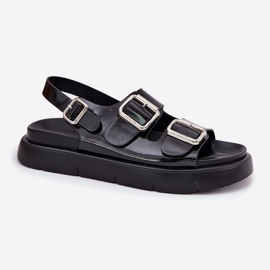 Sandalias para mujeres lacadas en cuero con Big Star RR2746662 Hebillas negras negro 4