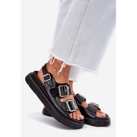Sandalias para mujeres lacadas en cuero con Big Star RR2746662 Hebillas negras negro 1