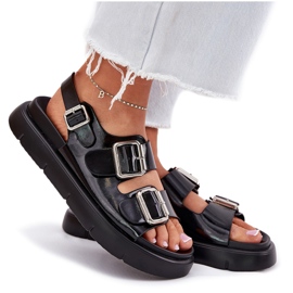 Sandalias para mujeres lacadas en cuero con Big Star RR2746662 Hebillas negras negro 9