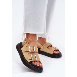 Sandalias de gamuza femenina con Big Star RR274665 Beige Heblas 2