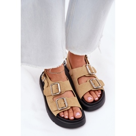 Sandalias de gamuza femenina con Big Star RR274665 Beige Heblas 5