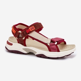 Sandalias de velcro de mujer D.Franklin DFSH406003 Borgoña rojo 14