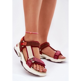 Sandalias de velcro de mujer D.Franklin DFSH406003 Borgoña rojo 2