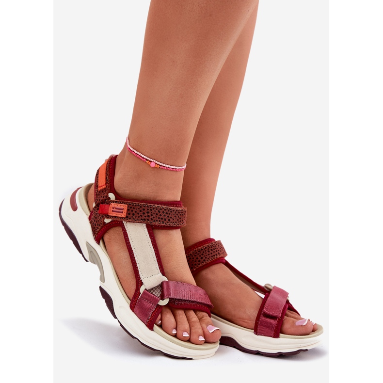 Sandalias de velcro de mujer D.Franklin DFSH406003 Borgoña rojo 1