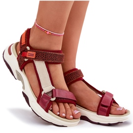 Sandalias de velcro de mujer D.Franklin DFSH406003 Borgoña rojo 15