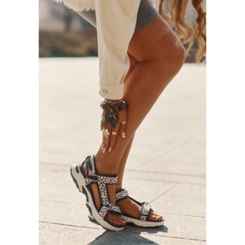 Sandalias de velcro de mujer D.Franklin DFSH406002 Negro y beige 5