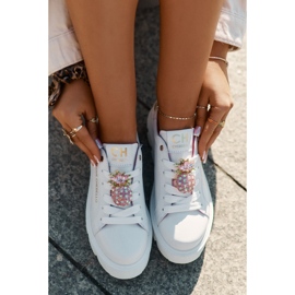 CheBello Zapatillas de deporte de cuero con un broche decorativo Porabello 4651 White blanco 7