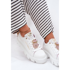 CheBello Zapatillas de deporte de cuero con un broche decorativo Porabello 4651 White blanco 9