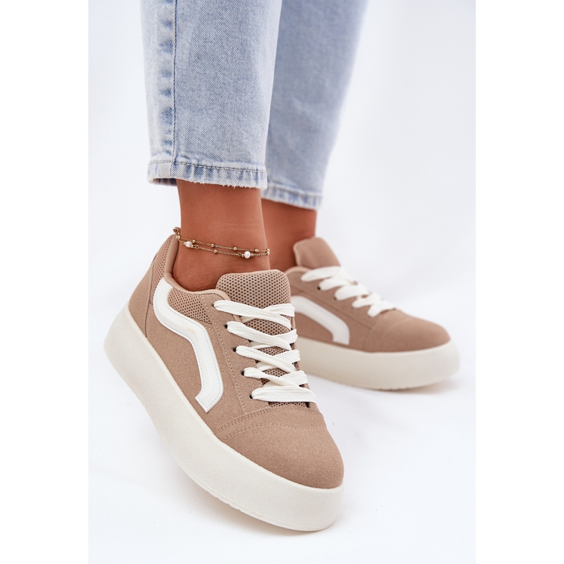 Inna Zapatillas de deporte para mujeres en la plataforma de color caqui beige 2 Inna Zapatillas de deporte para mujeres en la plataforma de color caqui beige 2
