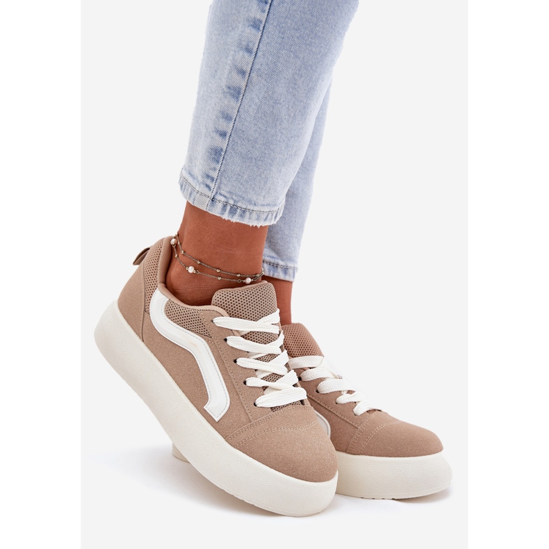 Inna Zapatillas de deporte para mujeres en la plataforma de color caqui beige 1
