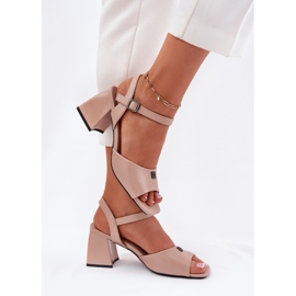 Vinceza Sandalias para mujeres en el Vincez 62235 Beige Post 3