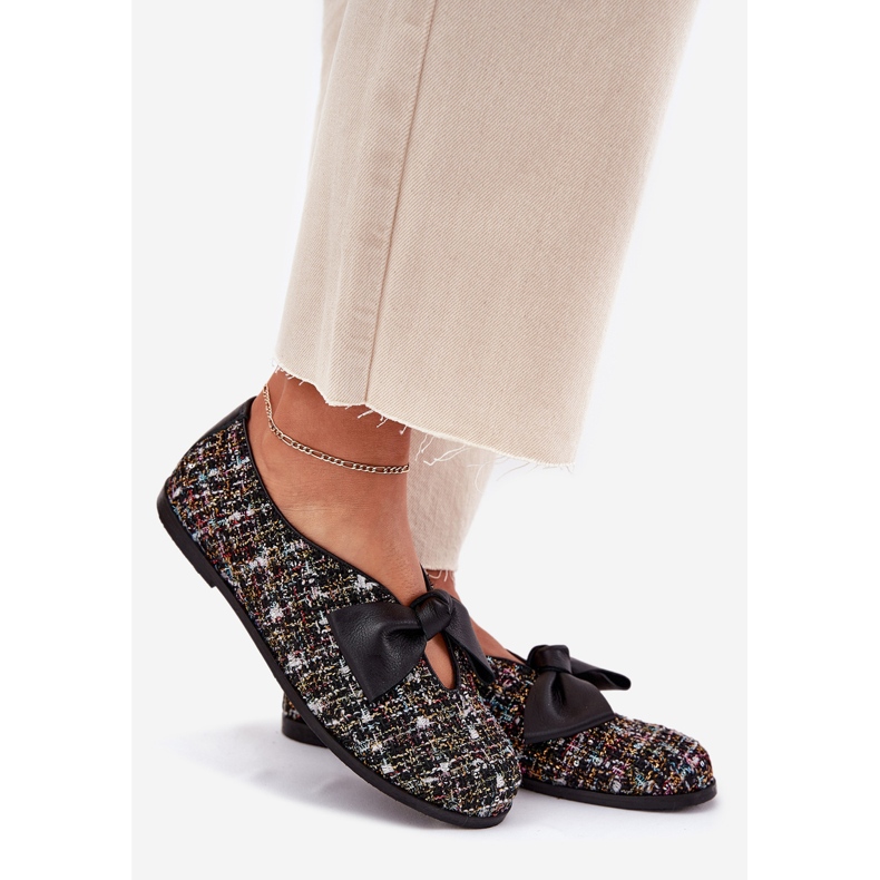 Ballerinas de cuero con Laura Messi 2921 Black Bow negro 1