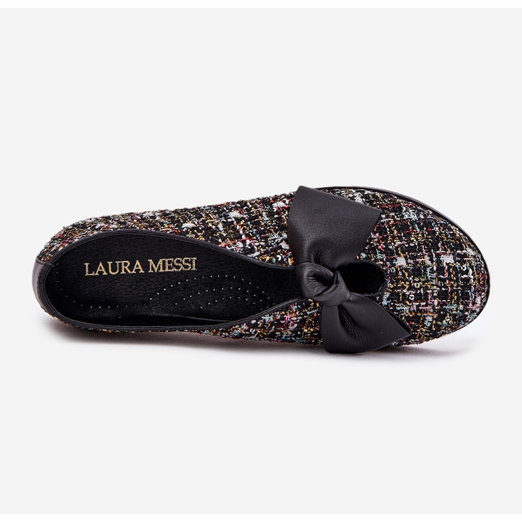 Ballerinas de cuero con Laura Messi 2921 Black Bow negro 2