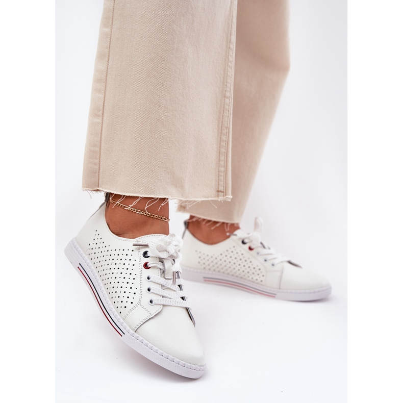 S.Barski Zapatos de cuero para mujeres S. Barski LR51-587 White blanco 2