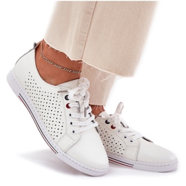 S.Barski Zapatos de cuero para mujeres S. Barski LR51-587 White blanco 7