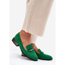 S.Barski Zapatos de gamuza para mujeres con un adorno LZ51-505 Verde 1