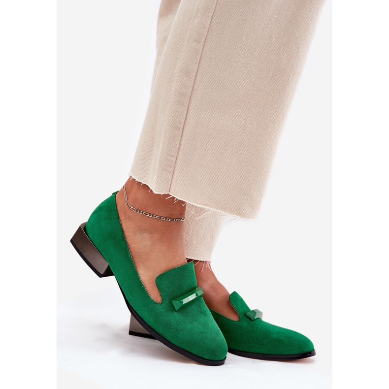 S.Barski Zapatos de gamuza para mujeres con un adorno LZ51-505 Verde 1 S.Barski Zapatos de gamuza para mujeres con un adorno LZ51-505 Verde 1