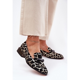 S.Barski Zapatos de gamuza para mujeres con un adorno LZ51-505 Negro y oro 3