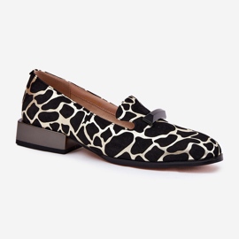 S.Barski Zapatos de gamuza para mujeres con un adorno LZ51-505 Negro y oro 5