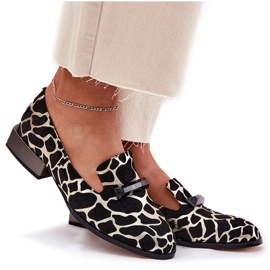 S.Barski Zapatos de gamuza para mujeres con un adorno LZ51-505 Negro y oro 10