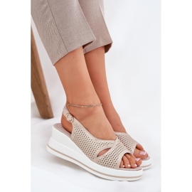 S.Barski Sandalias de cuero para mujeres S. Barski LR51-660 Openwork dorado 7
