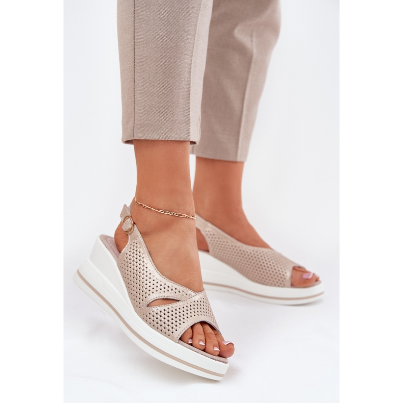 S.Barski Sandalias de cuero para mujeres S. Barski LR51-660 Openwork dorado 2